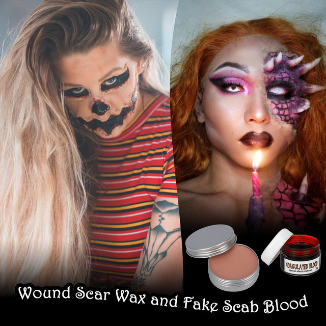 Halloween Special Effects Makeup Kit 2.12oz Wound Scar Wax 1.06oz Fake Scab  Blood 20 Color Face Body Paint Oil with Brushes - AliExpress